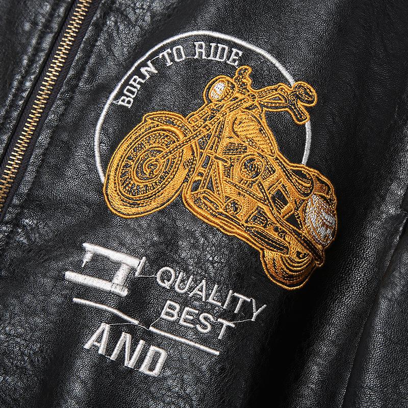 Men's Faux Leather Bomber Jacket Fashion Flight Jackets Casual Varisty Jacket for Men Casual Vintage Motorcycle Jackets Windproof Cycling Jacket