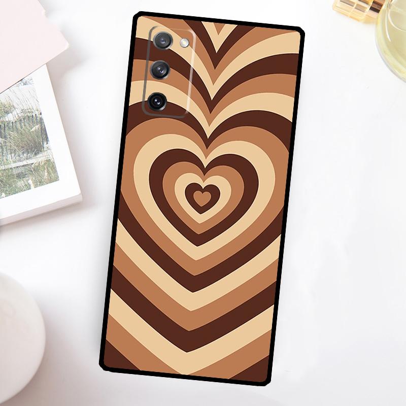 Latte Love Coffee Heart Brown Phone Case For Samsung Galaxy S26 S25 S24 S23 Ultra S20 FE S10 S21 S22 Plus S25 FE Cover