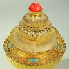 Buddhism 4 Layer Rice Bottle ,Inlaid Gem Alloy Handicraft Tantric Spices Storage Bottle,Tibetan Desktop Altars Decorative,1Pcs