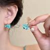Dopamine Color Circle Earrings Women's Summer Personality Sweet Versatile Silver Needle Earrings Fashion Design Contrasting Color Earrings