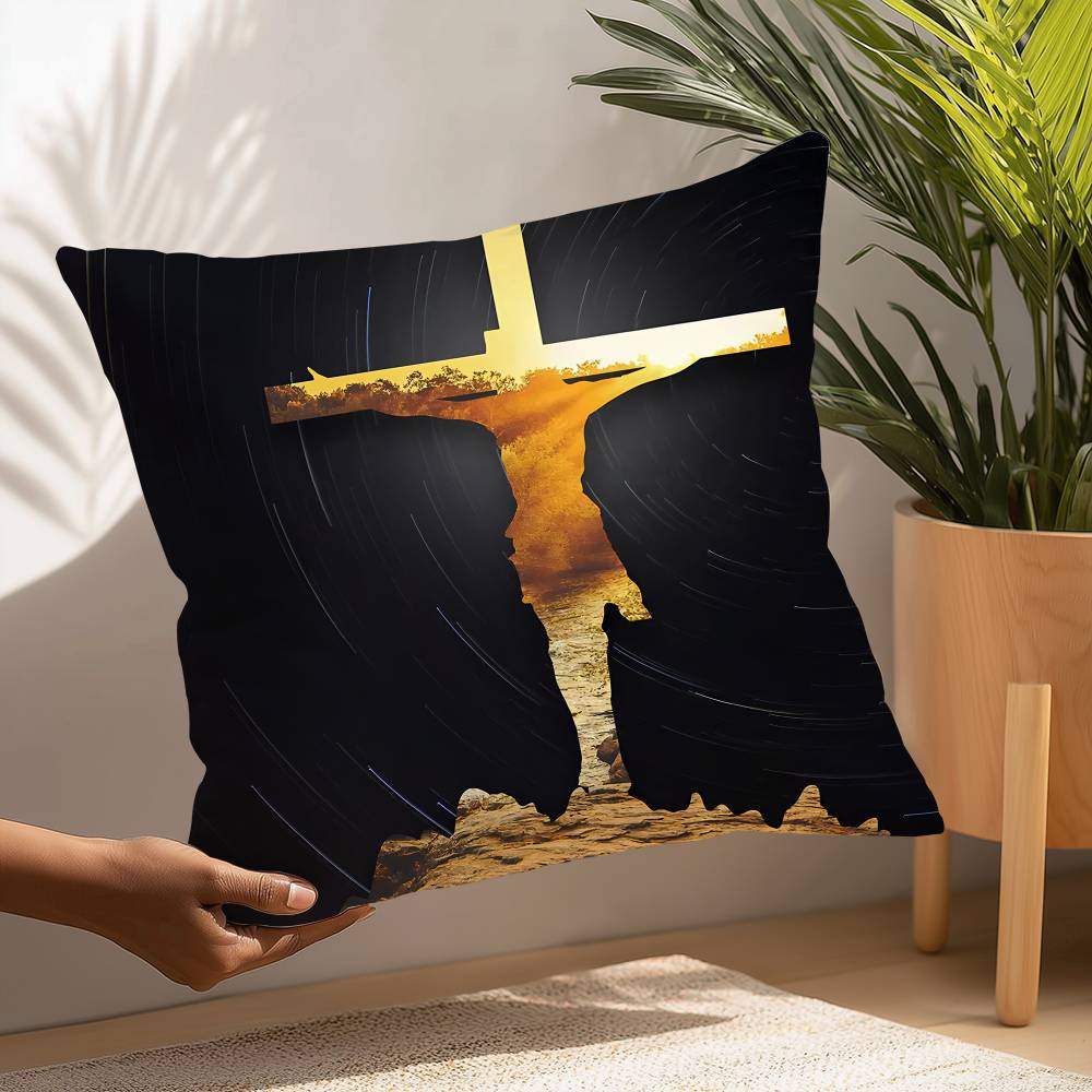 Jesus Christus Kissenbezug Plüschstoff Weicher Kissenbezug Zweiseitiger Druck Kissenhülle Haushaltsgeschenke