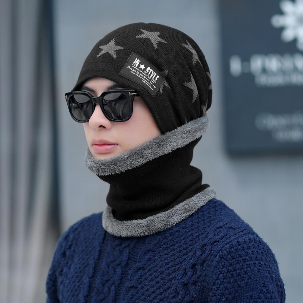 Winter Cold Weather Gear Neck Warmer, Mock Toshi Beanie Set, Black for Men