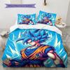 Son Goku Muster Bettwäsche Bettdecke Set Heimdekoration Geschenk (1 Bettbezug + 2 Kissenbezüge (ohne Füllung)).xwn