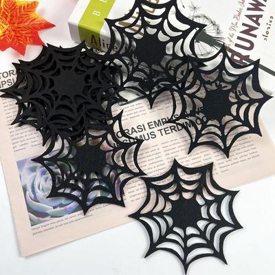 6Pcs Non-Woven Spider Web Coaster Holloween Black Coaster For Halloween Party HomeDecorations Trick Or Treat Toy Supplies