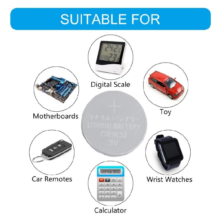 5Pcs CR1632 Batteries 3V Capacity Safety Battery Coin Button Cell Lithium Batteries for Electronic Balanced Watches