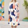 Women Plus Size Printed Two Piece Set Round Neck Long Sleeve Cropped Cardigan Sleeveless Midi Dress