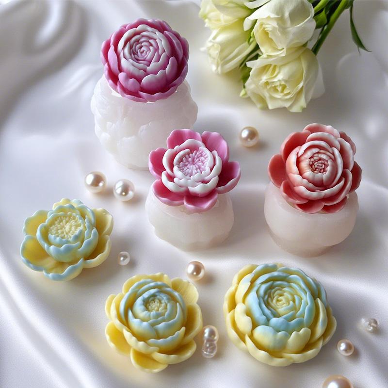 DIY Flowers Peony Silicone Candle Mold Handmade Aroma Plaster Resin Ornaments Molds Homemade Chocolate Candy Baking Mould