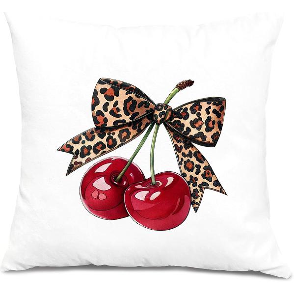 Coquette Leopard Bow Pillow Covers 18x18, Cheetah Leopard Print Room Decor, Trendy Preppy Girly Cheetah Print Bow Decorative Throw Pillow Covers for Colour 03