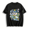 Vintage Pilot Cat Print Unisex Casual Short Sleeve T-Shirt Pure Cotton T-shirt