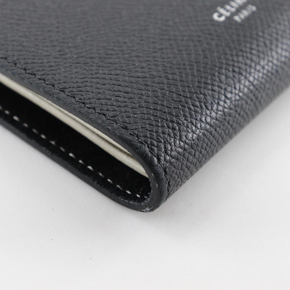 CELINE Medium strap Bi-Fold Wallet Black / beige Calfskin Women Used