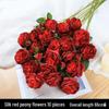 Red Plastic Peony Artificial Flower Bouquet