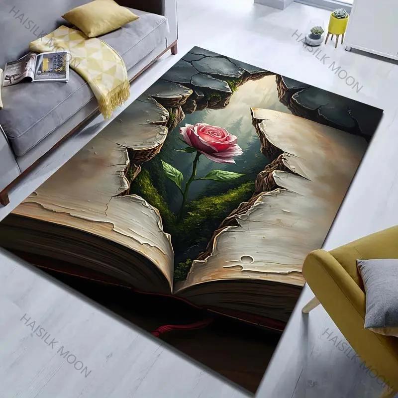 Visual Arts Roses In The Cracks Print Carpet for Bedroom Living Room Bedside Sofa Floor Mat Modern Home Decor Area Rug Multisize