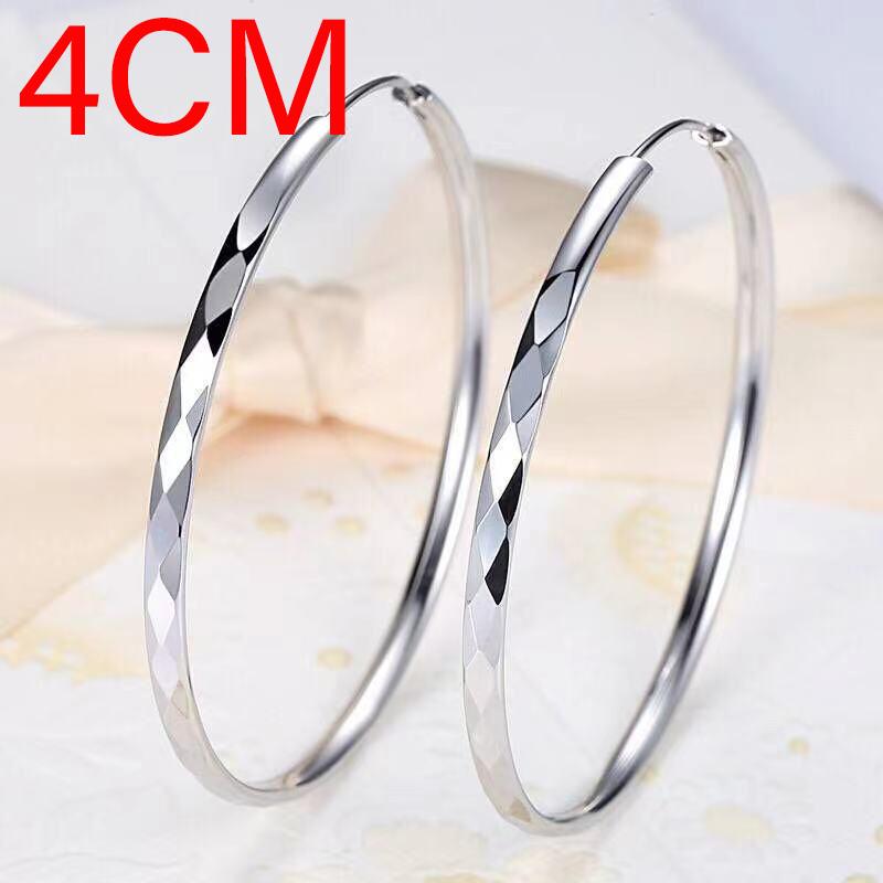 925 Silver Large Circle Hoop Earrings 3/4/5/6M For Women's Wedding Fine Fashion Jewelry Accessories Party Gifts