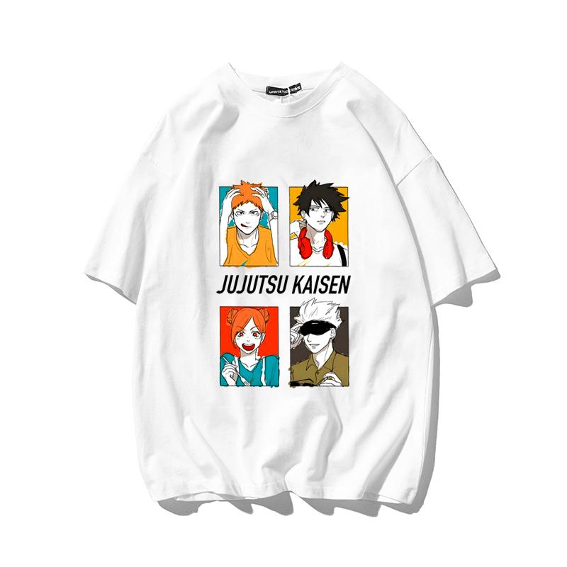 

Japanese Trendy Brand Animation Two-dimensional Spell Return To Fight Five Wushu Summer Male and Female Couples Short Sleeves 4XL
