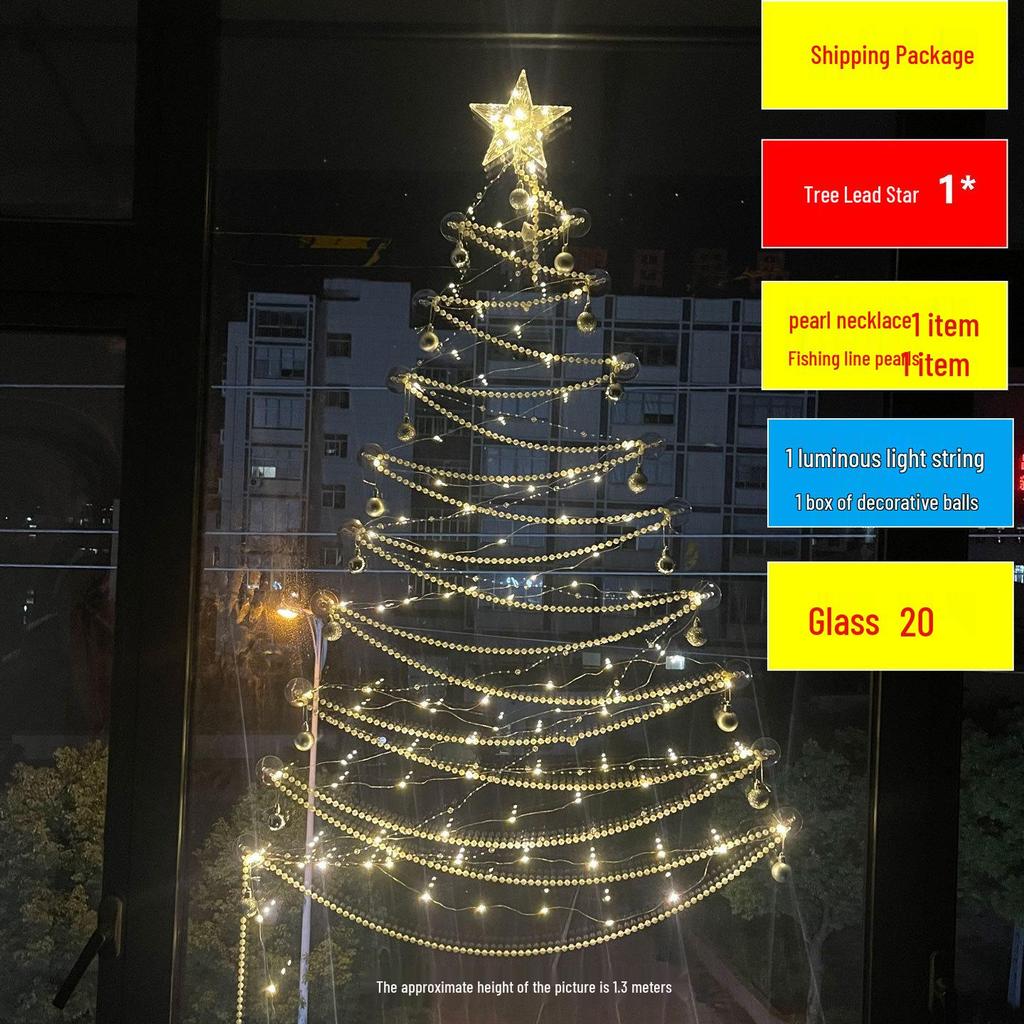 2027 DIY Floor-to-Ceiling Christmas Tree Window Lights Decoration for Festive Living Room