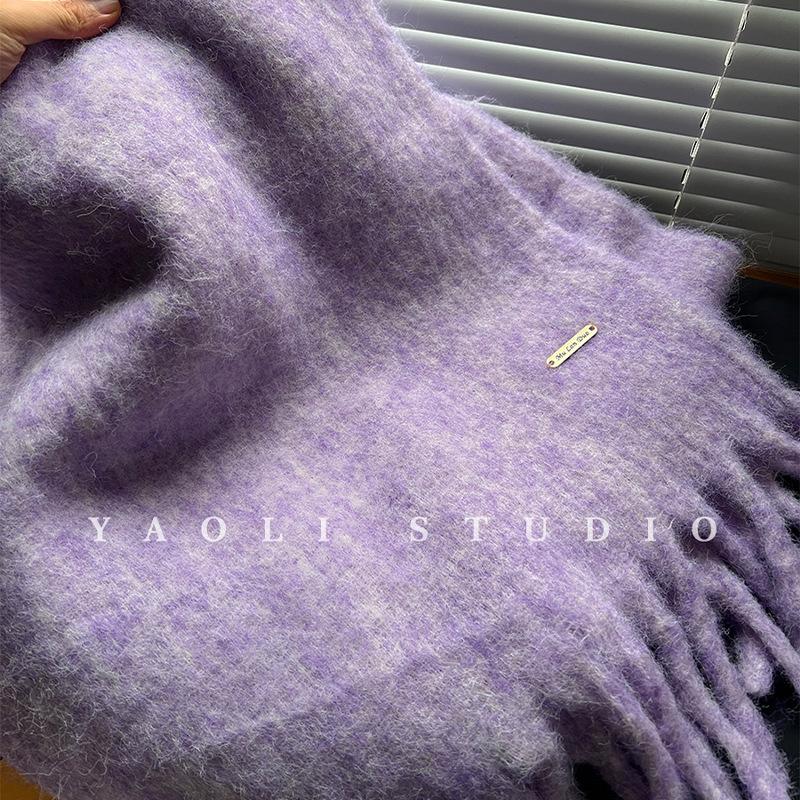 Wolle Einfarbig High End Schal für Damen Herbst und Winter Warm und Kälteabweisend Schal