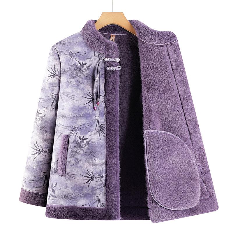 

Mom s Faux Mink Fur Winter Coat - Elegant and Warm Jacket for Middle-Aged and Elderly Women, 2025 Style 6XL фиолетовый
