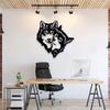 AMNGYOOK Metal Wolf Wall Art, Cute Animal Silhouette Sculpture Iron Animal Art Wall Hanging For Living Room Bedroom Kitchen Decor (Wolf Head)
