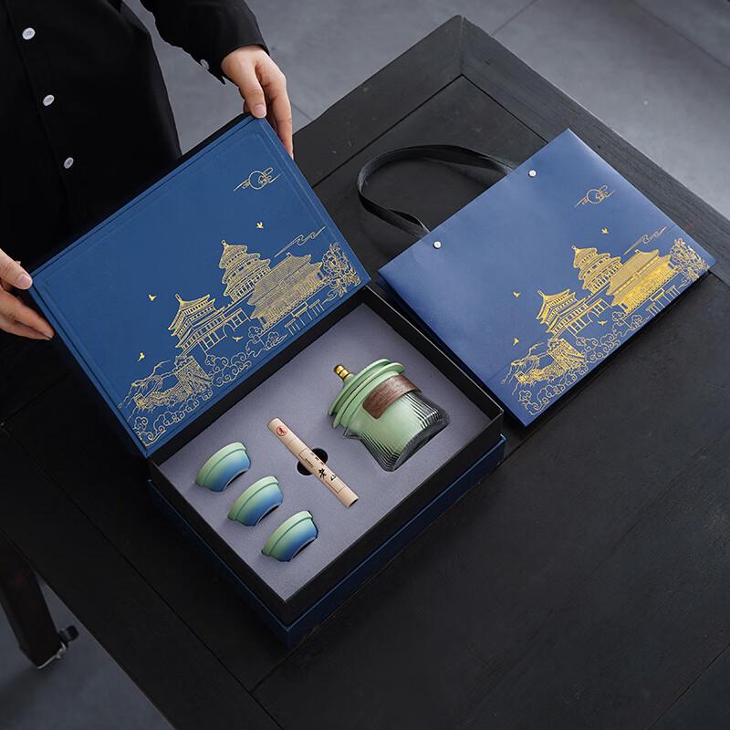 Chinese Palace Style Glass Tea Set with Incense
