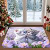 1Pcs Anti Fatigue Kitchen Rugs,  Purple Flower Print Waterproof Non-Slip Thick Cushioned Kitchen Mat Heavy Duty Comfort Standing Mat for Kitchen