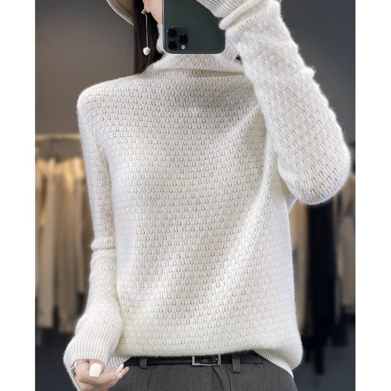 Damen Rollkragenpullover, Qinghe Kaschmir, 30% Kaschmir 70% Wolle, Winter Strickpullover Herbstpullover Kaschmirpullover