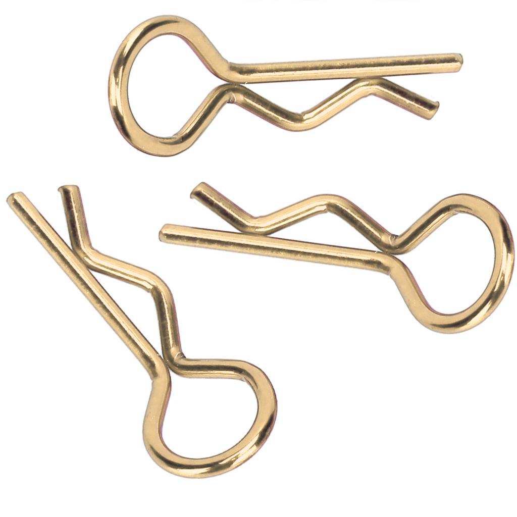 10Pcs RC Car Clip RShape Metal Body Clips Pins for 1/5 1/6 1/8 1/10 RC Car(Gold )