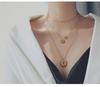 Gold Heart Letter Coin Necklace - Retro European American Style for Women