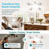 2-in-1 lamp fan light, spiral ceiling fan with controller (3 heads) | LED ceiling fan with foldable blades, 3 color temperatures, quiet breeze, 1 unit