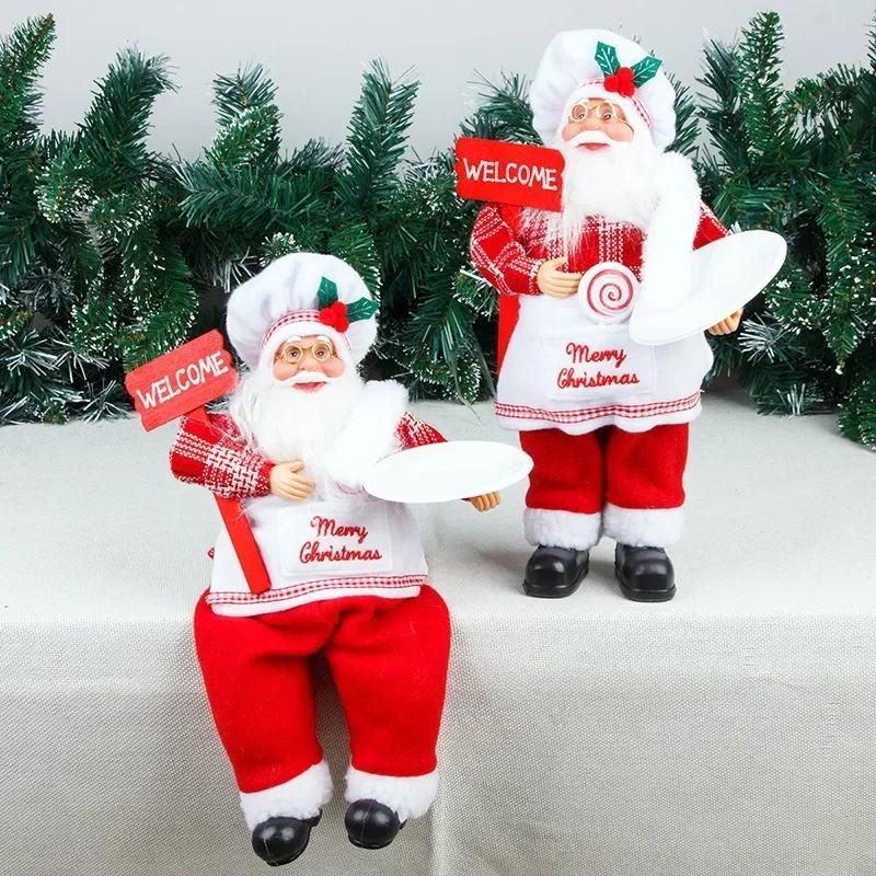 Christmas Party Home Decoration Santa Claus Dolls Hanging Legs Sitting Standing Chef Old Man Xmas Home Table Decor Ornaments