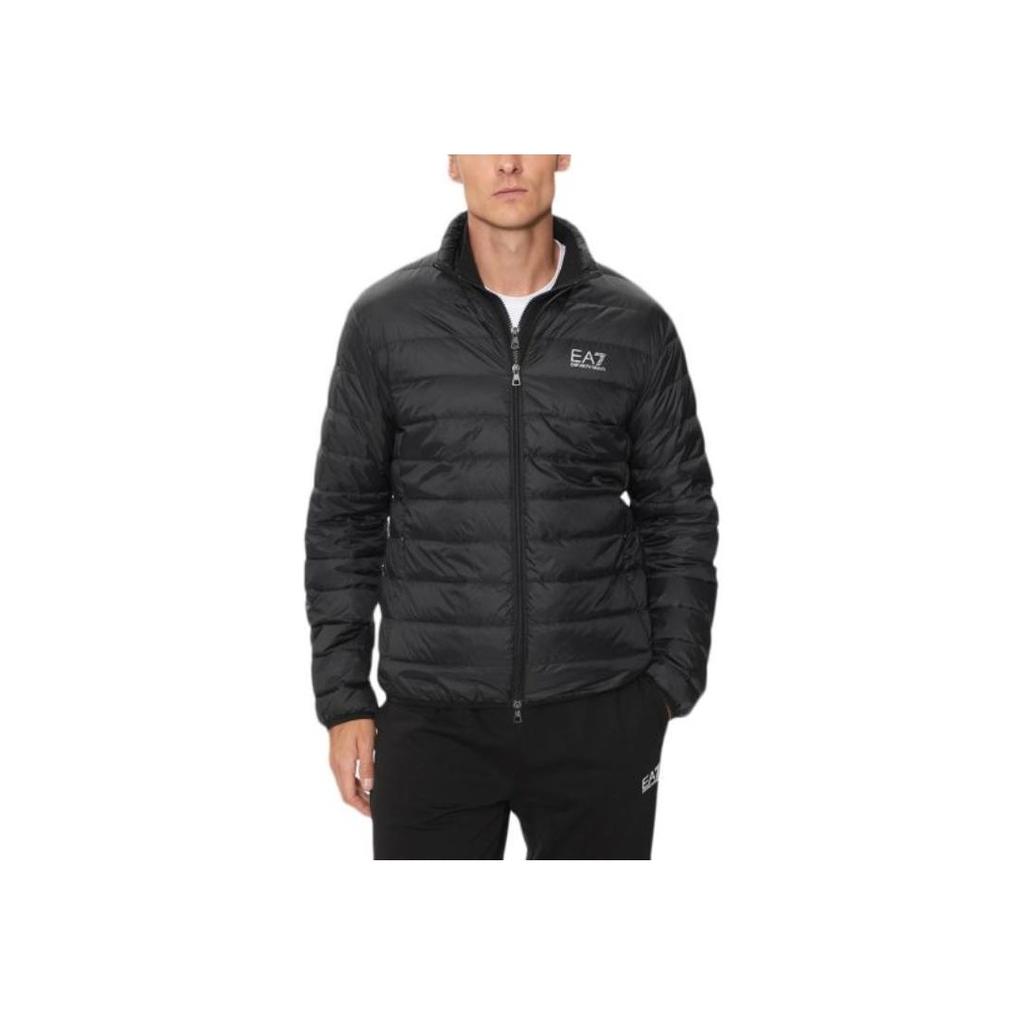 Emporio Armani EA7 Solid Color Logo Zip-Up Long Sleeve Jacket Men Jackets Charcoal 8NPB23-PNGPZ-1200