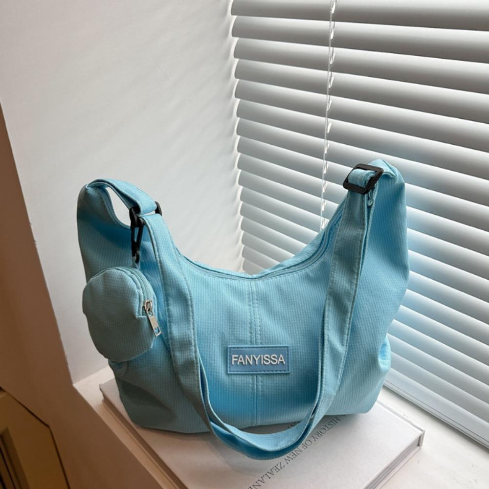 Cream Color Canvas Bag with Coin Purse Korean Style Simple Dumpling Bag  Women