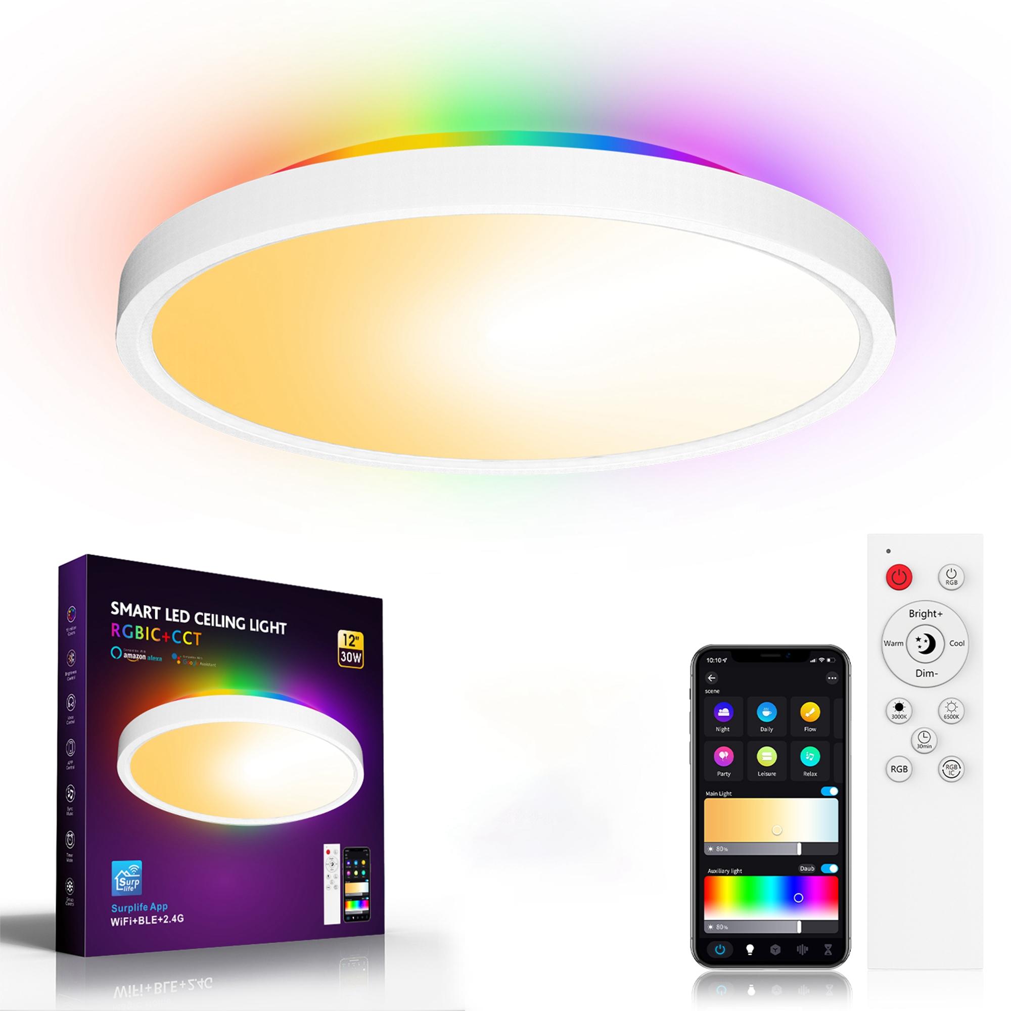 

ZJ-WCLD-HC-RGB-CCT-S 30W Ultra-Thin Smart WiFi Bluetooth-compatible RGBCW Ceiling Light with Remote Control A