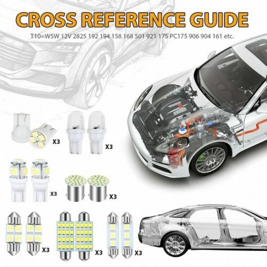 42x Car Interior LED Light For Dome Map License Plate Lamp Bulbs Kit Accessories