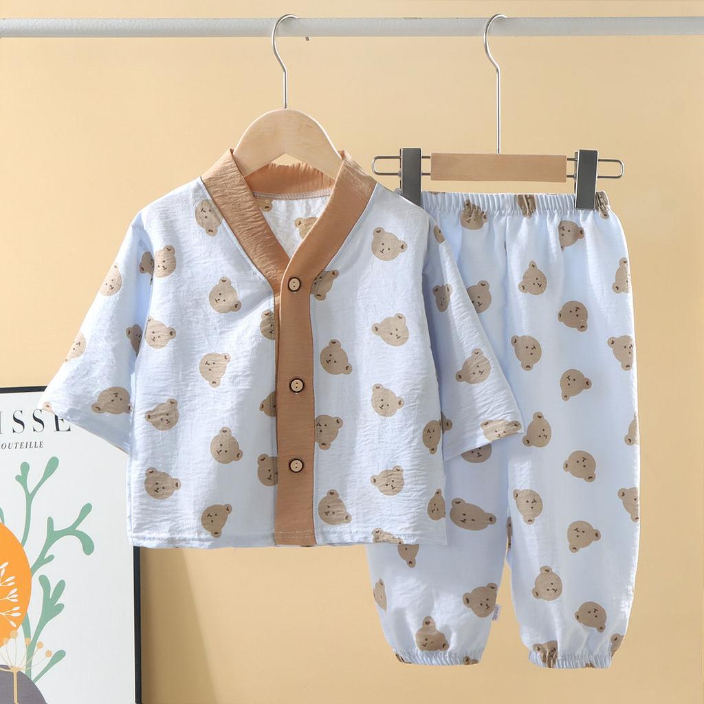 Children's Pajamas Home Clothes Summer Baby Set Underwear Cardigan Thin Casual Air-conditioned Clothing