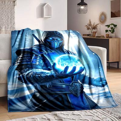 1pc Mortal Kombat Blanket Lightweight Flannel Throw For Sofa, Bed, Travel, Camping, Livingroom, Office, Couch, Chair, And Bed