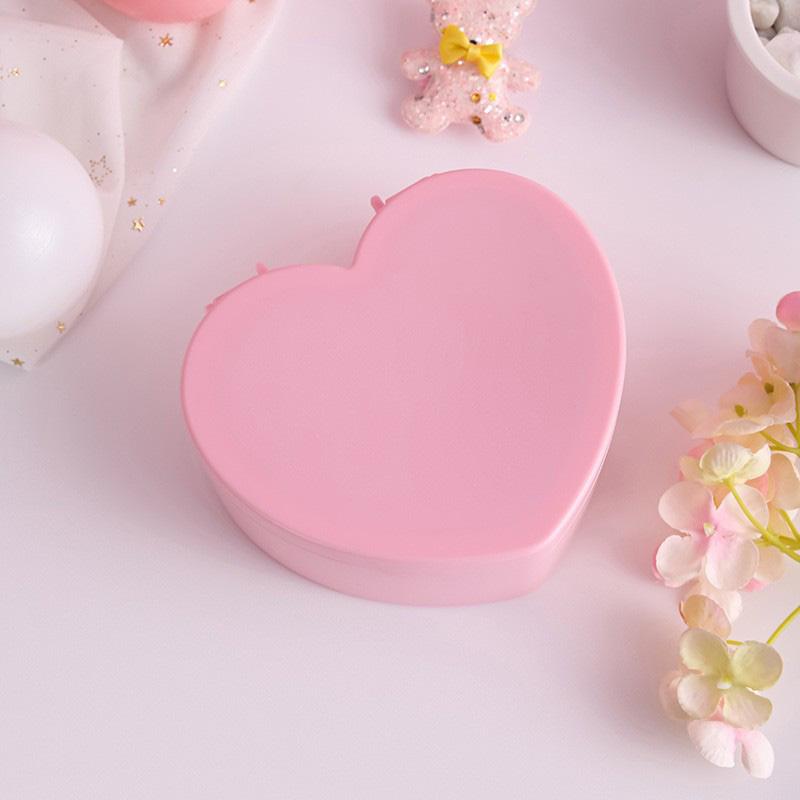 

1Pcs heart-shaped jewelry box with makeup mirror, jewelry display box, pendant necklace box, can hold earrings, rings, bracelets розовый