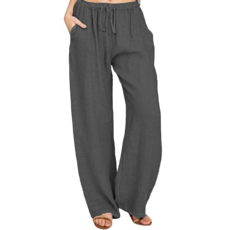 Pantaloni da donna primaverili ed estivi Pantaloni larghi in lino e cotone casual