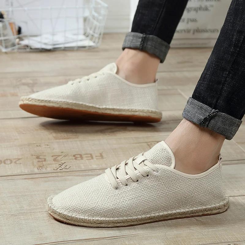 Men Shoes Summer Espadrilles Men Canvas Sneakers New Breathable Fisherman Footwear Mens Slip On Loafers Large Size 47 Sneakers