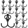 12 Stück Mattschwarze Krone Doppelhaken, Robuste Vintage Zinklegierung Kleiderhaken Handtuchhaken Mit 24 Schrauben Für Eingangsbereich Badezimmer Küche Schlafzimmer