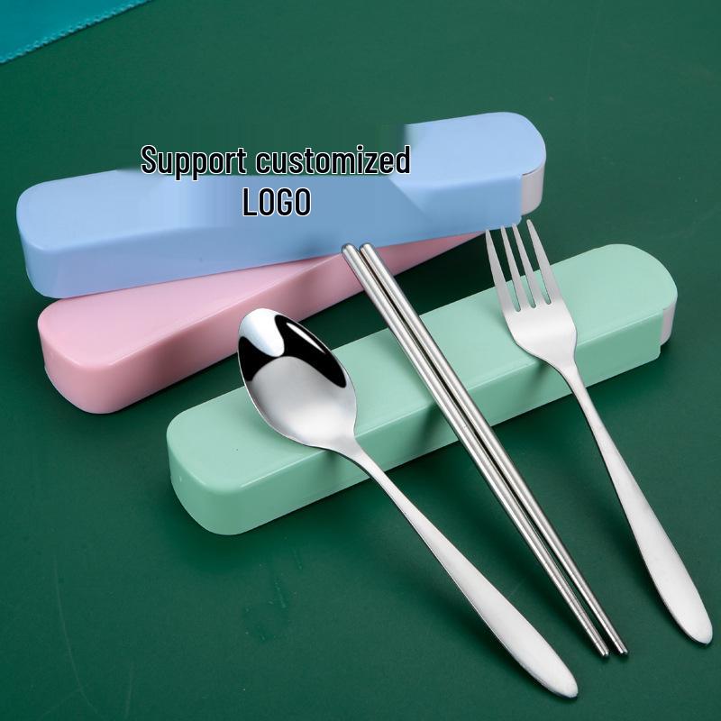 Portable Stainless Steel Cutlery Set: Spoons, Chopsticks, Knife, Fork - Three-Piece Set