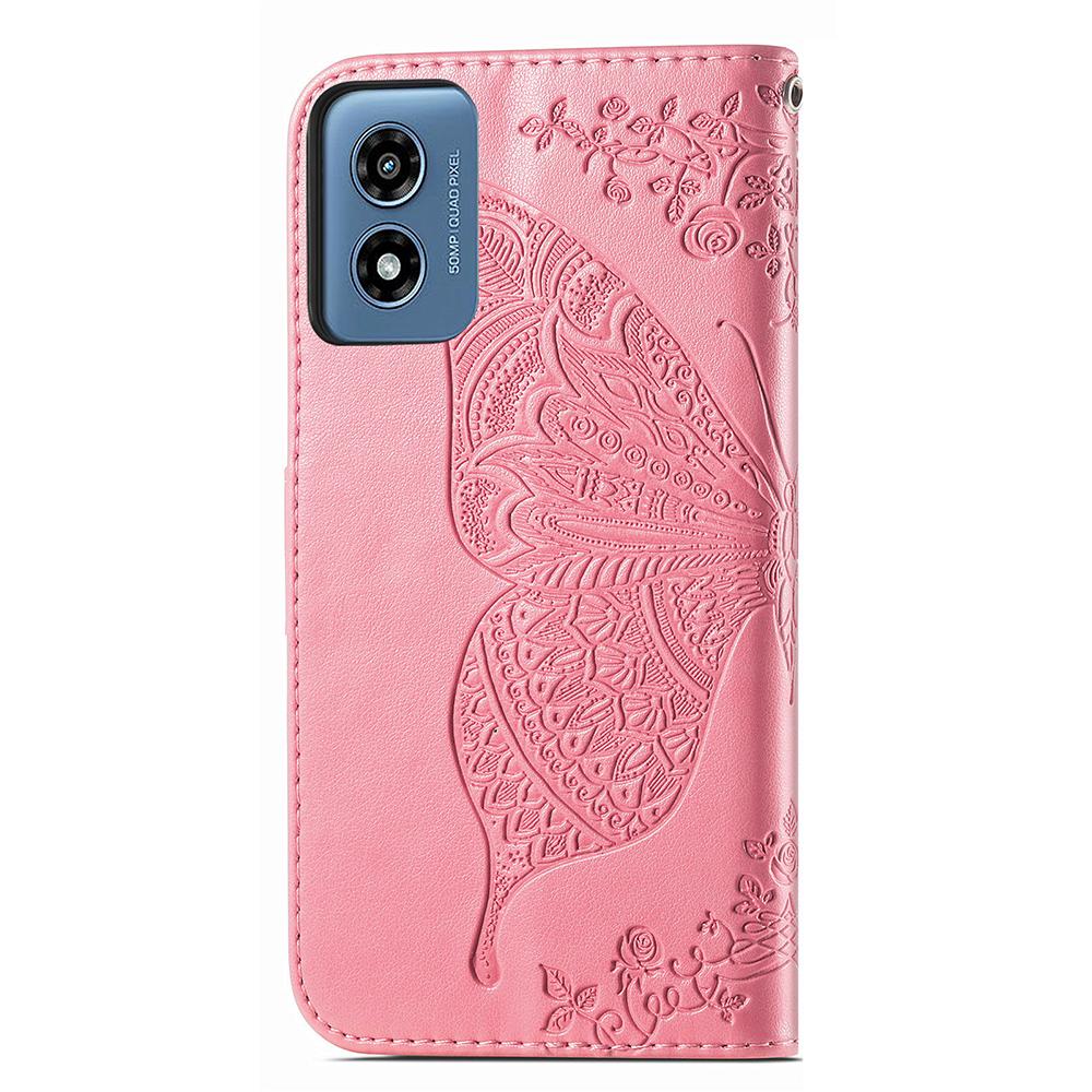 For Motorola Moto G Play (2024) 4G Case PU Leather Wallet Phone Cover Butterfly Pattern