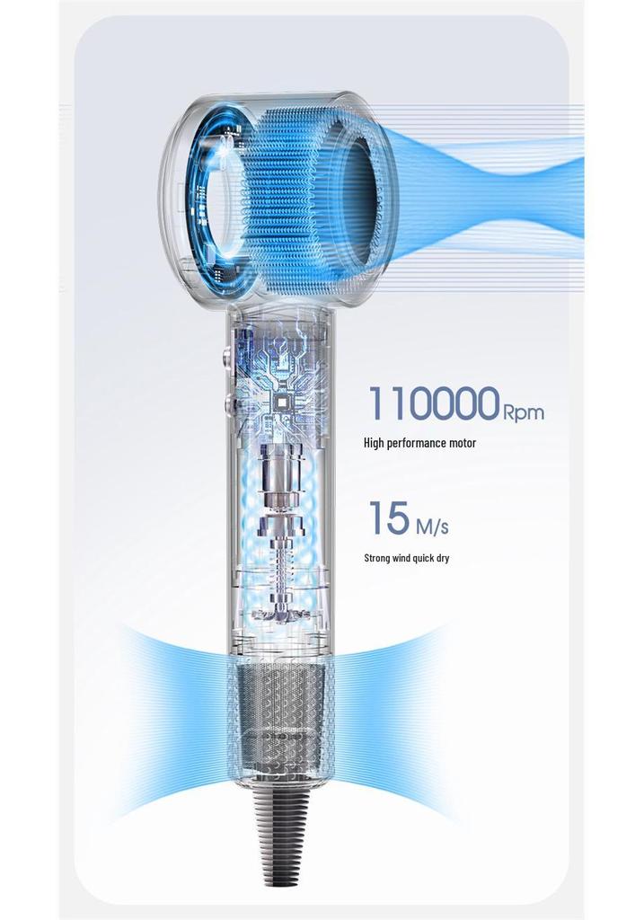 Bladeless High-Speed Hair Dryer, Cold/Hot Air, Negative Ion Technology, 110,000 RPM.