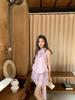 2026 Spring/Summer Pink Lace Strappy Tank Top & Ribbon Skirt Set for Women