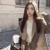 Autumn/Winter 2025 Korean Style Woolen Suit with Pleated Skirt - Herringbone Pattern Two-Piece Set