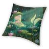 Mermaid In A Lily Pond Pillowcase Polyester Linen Velvet Printed Zip Decorative Pillow Case Room Cushion Cover