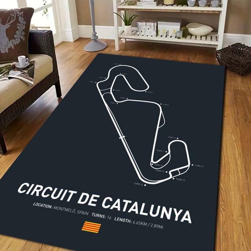 Dywanik Mat Dywanik z Wzorem Toru Wyścigowego 3D Silverstone/Laguna Seca Wystrój Domu Mata Podłogowa Antypoślizgowa Mata Powitalna