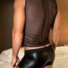 European & American Men's Sexy Mesh Vest & Leather Pants Set