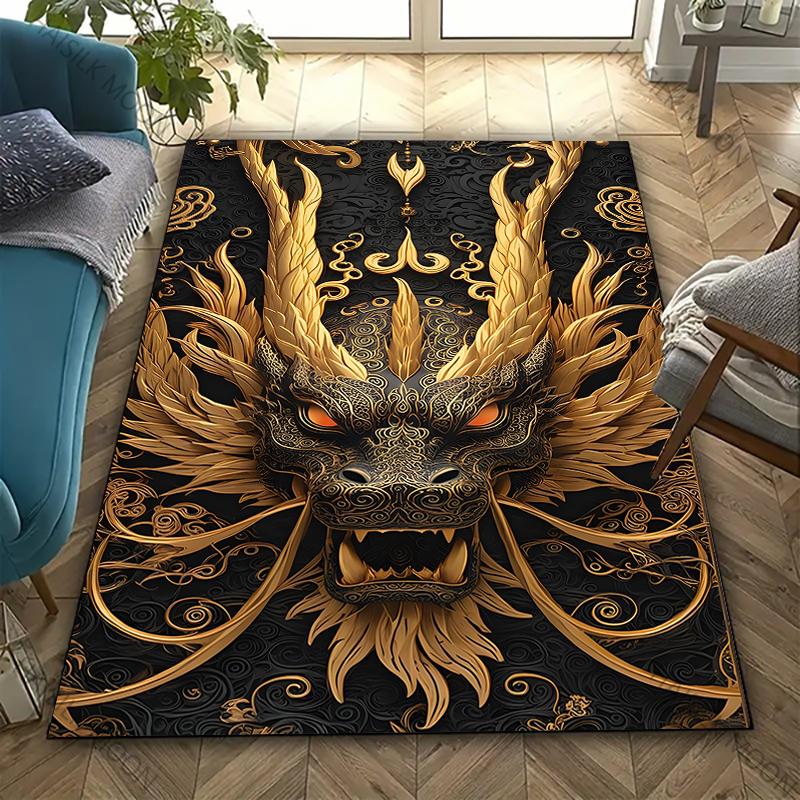 Sacred and Magnificent Oriental Dragon Carpet New Release! Rug for Living Room Bedroom,Office Areas,Durable Machine Washable Mat