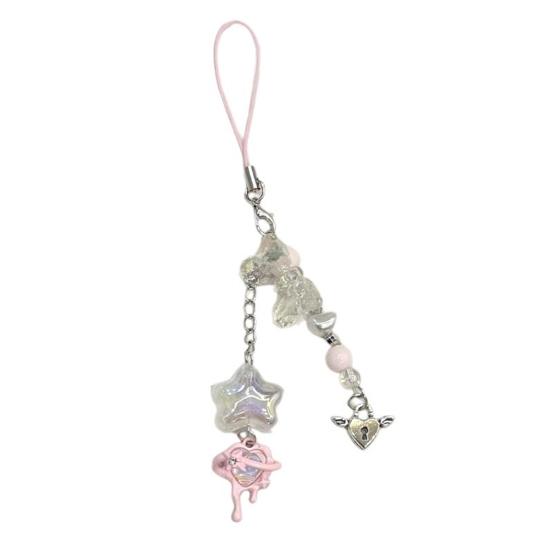 Unique Butterfly Beaded Mobile Phone Pendant Lanyard Embellishment Keychain Keyring Bag Accessory for Fashion Enthusiast