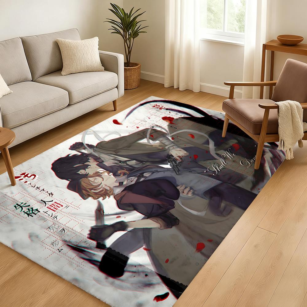 Bungo Stray Dogs Anime Floor Mat Soft Thickened Absorbent Non-Slip Bedroom Living Room Door Mat Home Decor Flannel Rugs